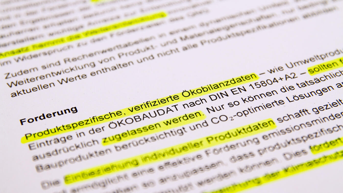 Forderung nach der Zulassung von produktspezifischen, verifizierten Ökobilanzdaten beim QNG.