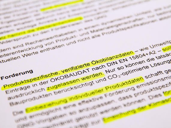 Forderung nach der Zulassung von produktspezifischen, verifizierten Ökobilanzdaten beim QNG.